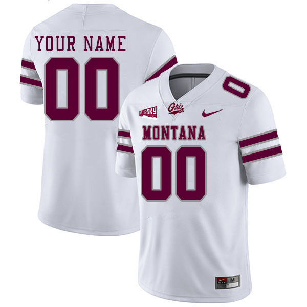 Custom Montana Grizzlies Name And Number Football Jerseys Stitched Sale-White
